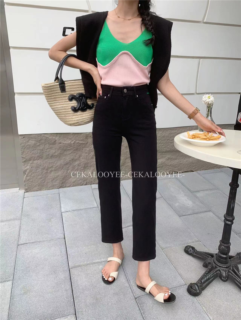 烟管裤九分薄款弹力牛仔2023夏季