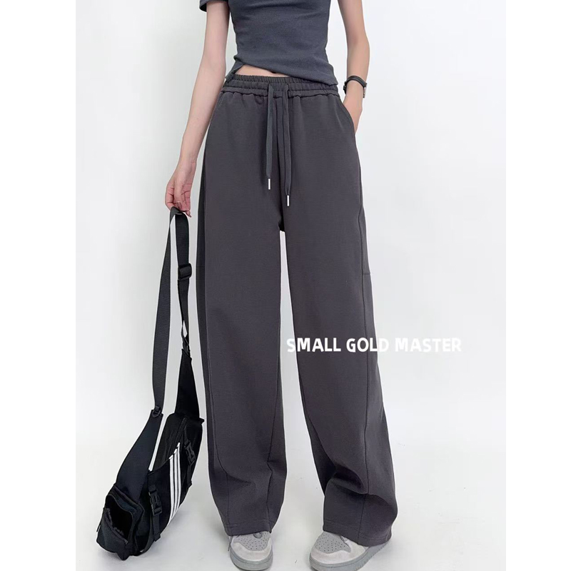 2025春季韩版高腰阔腿裤宽松卫裤