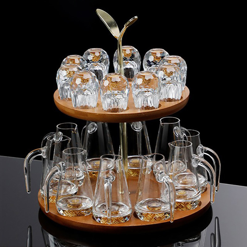 高档金箔白酒杯分酒器套装绿松石酒杯轻奢高档酒具家用刻度分酒壶