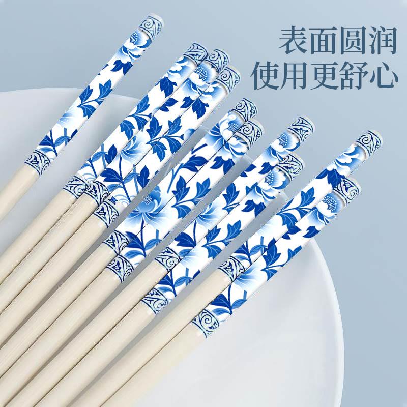 次性筷子青独花瓷印花竹筷商用一立包qhc001装环卫生方便家用套花