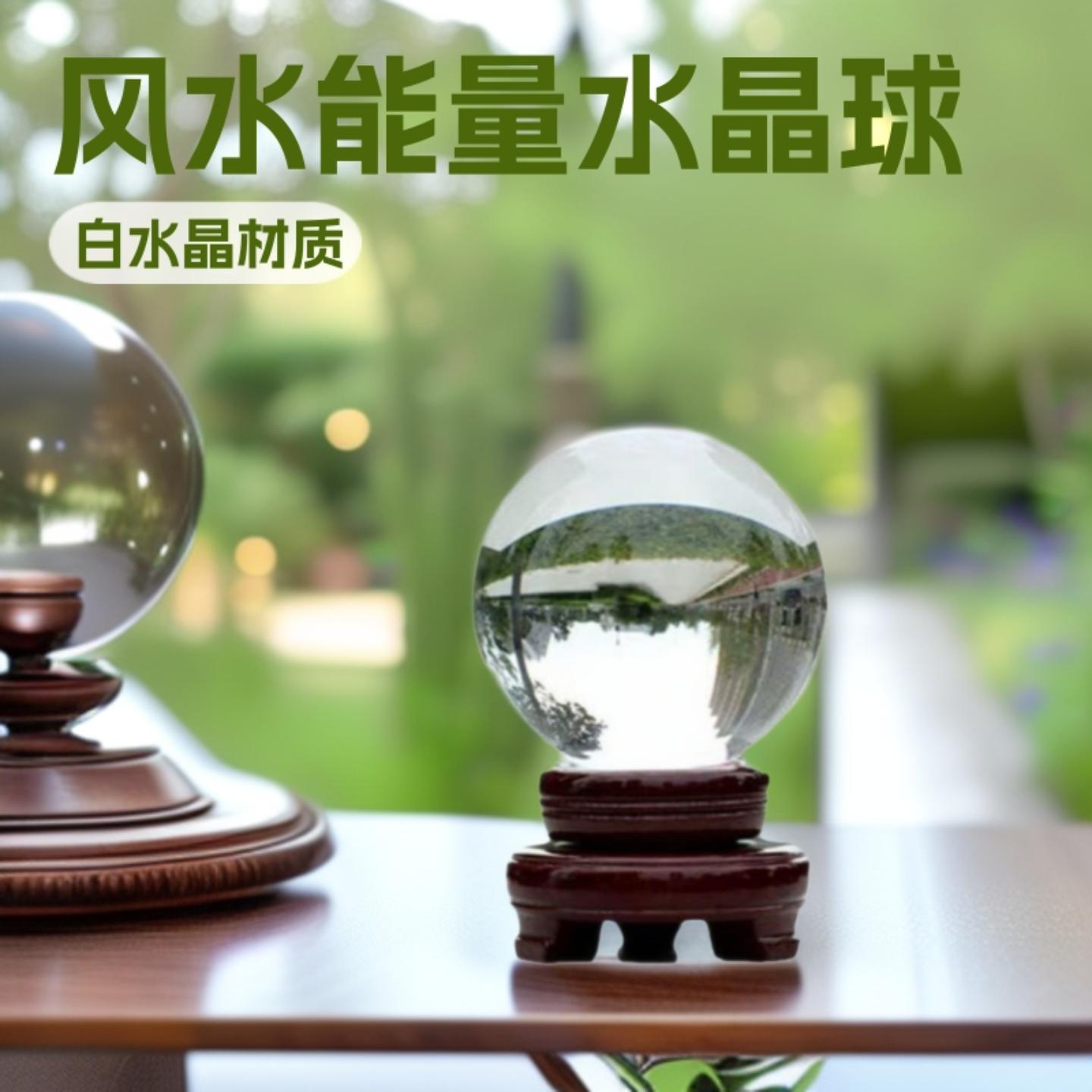 直销透明水晶球风水能量球招财
