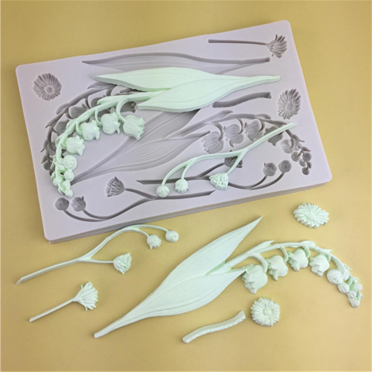 森系蛋糕铃兰花树枝花朵硅胶模具