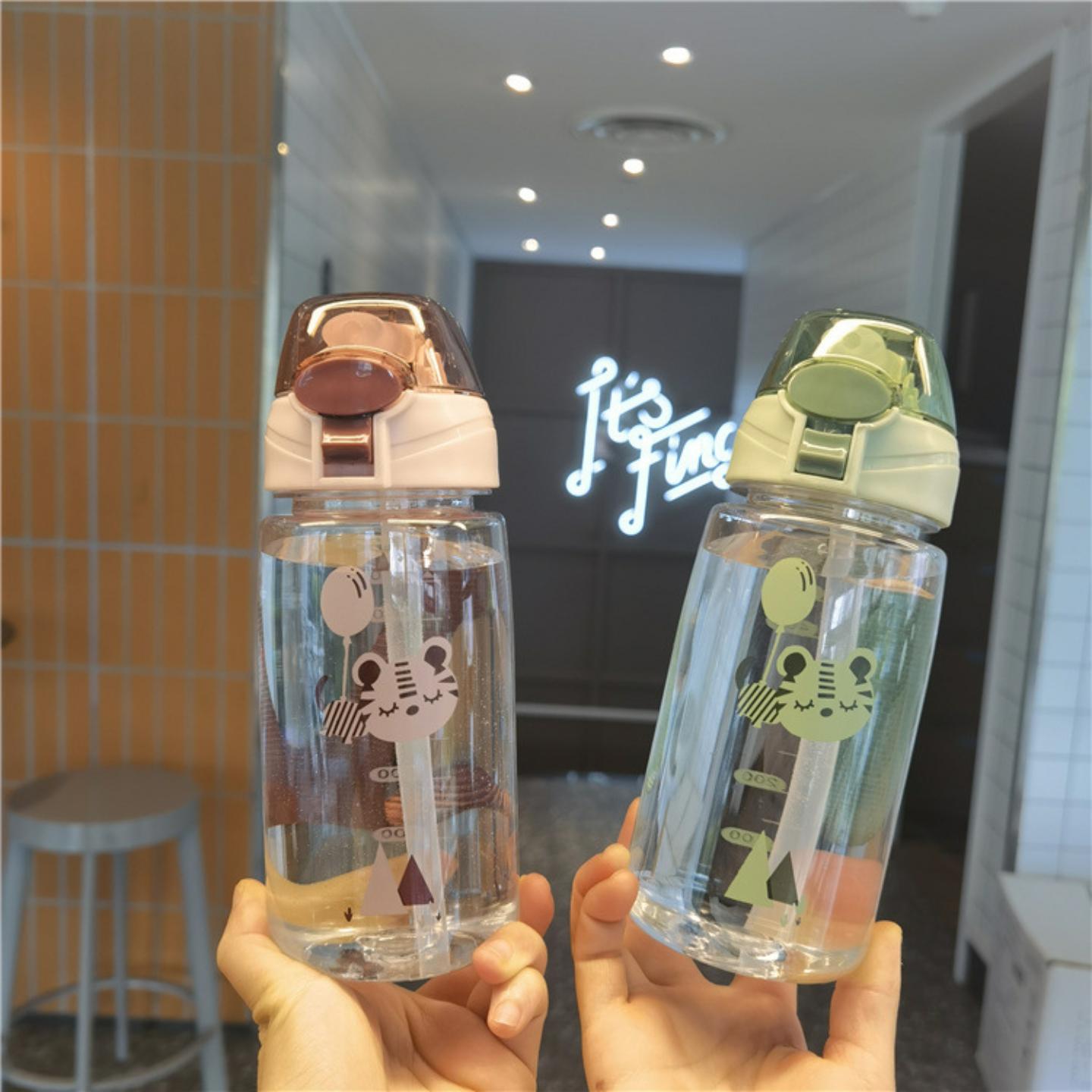 2021简约刻度吸管杯可爱儿童卡通