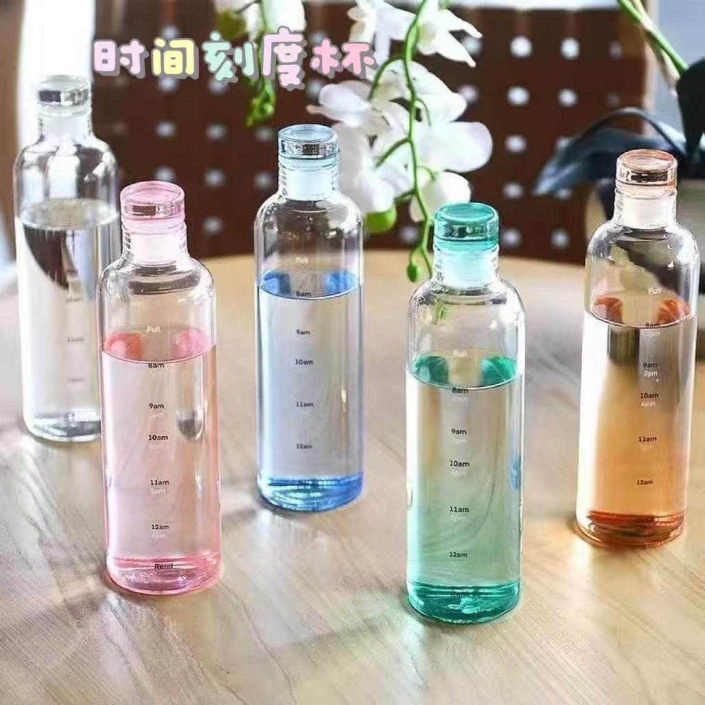 高颜值彩色渐变时光刻度杯高硼硅