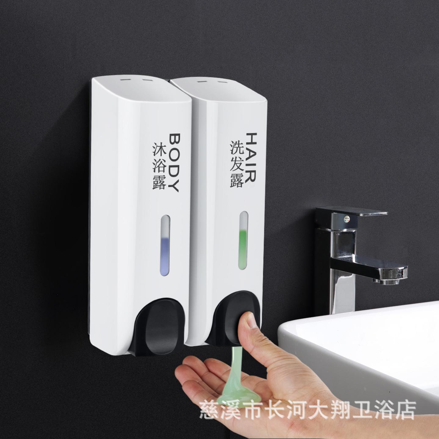 双头手动皂液器塑料酒店宾馆壁挂