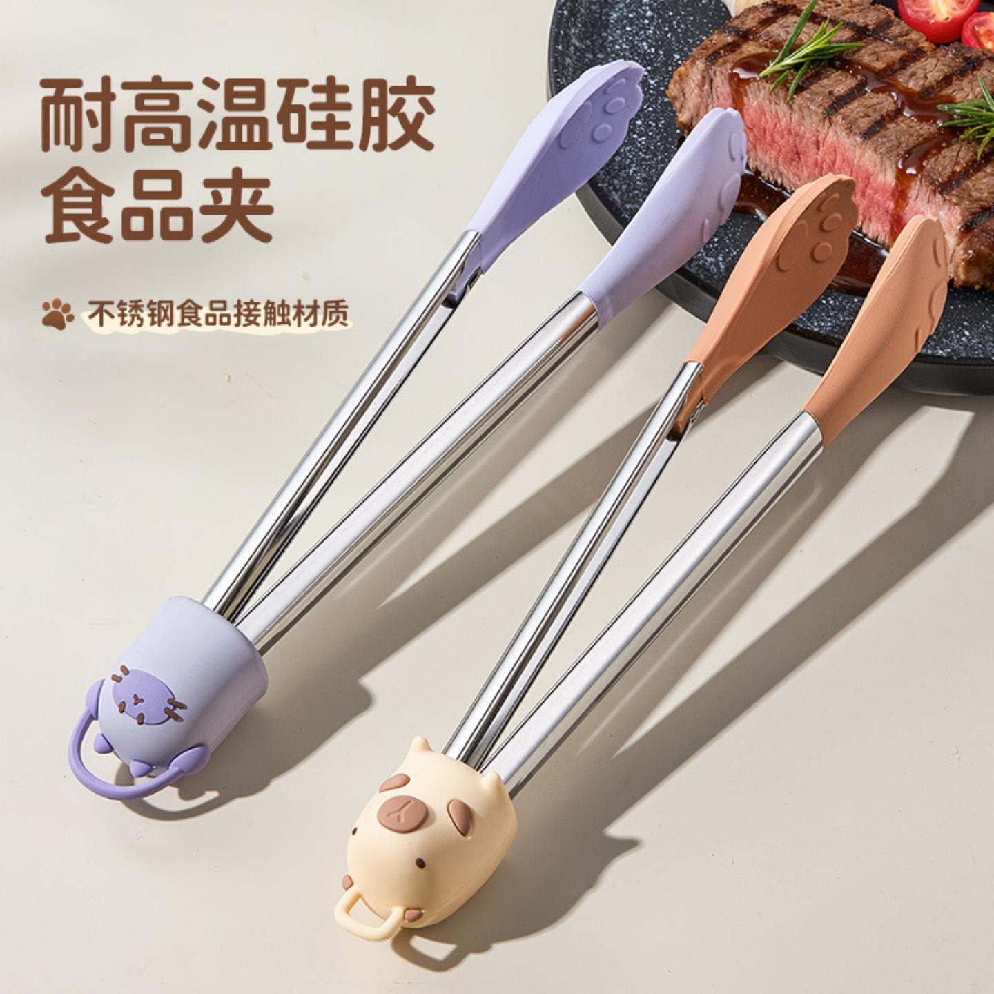 硅胶夹子厨房不锈钢食品夹烤肉