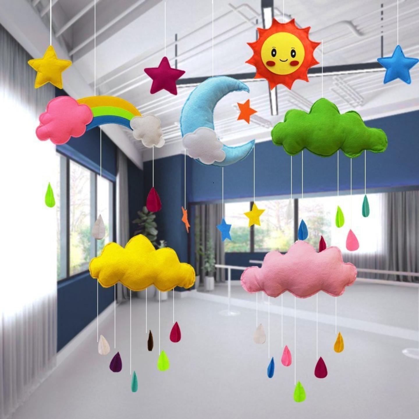 星星月亮白云朵雨滴彩虹幼儿园