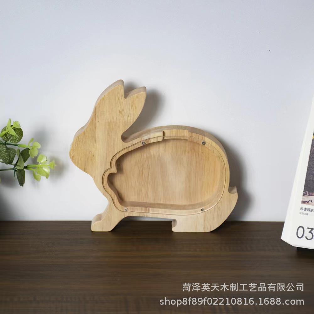 猪存钱罐儿童木制小蓄木罐透明亚克力动物存q6-21钱罐橡胶储字母