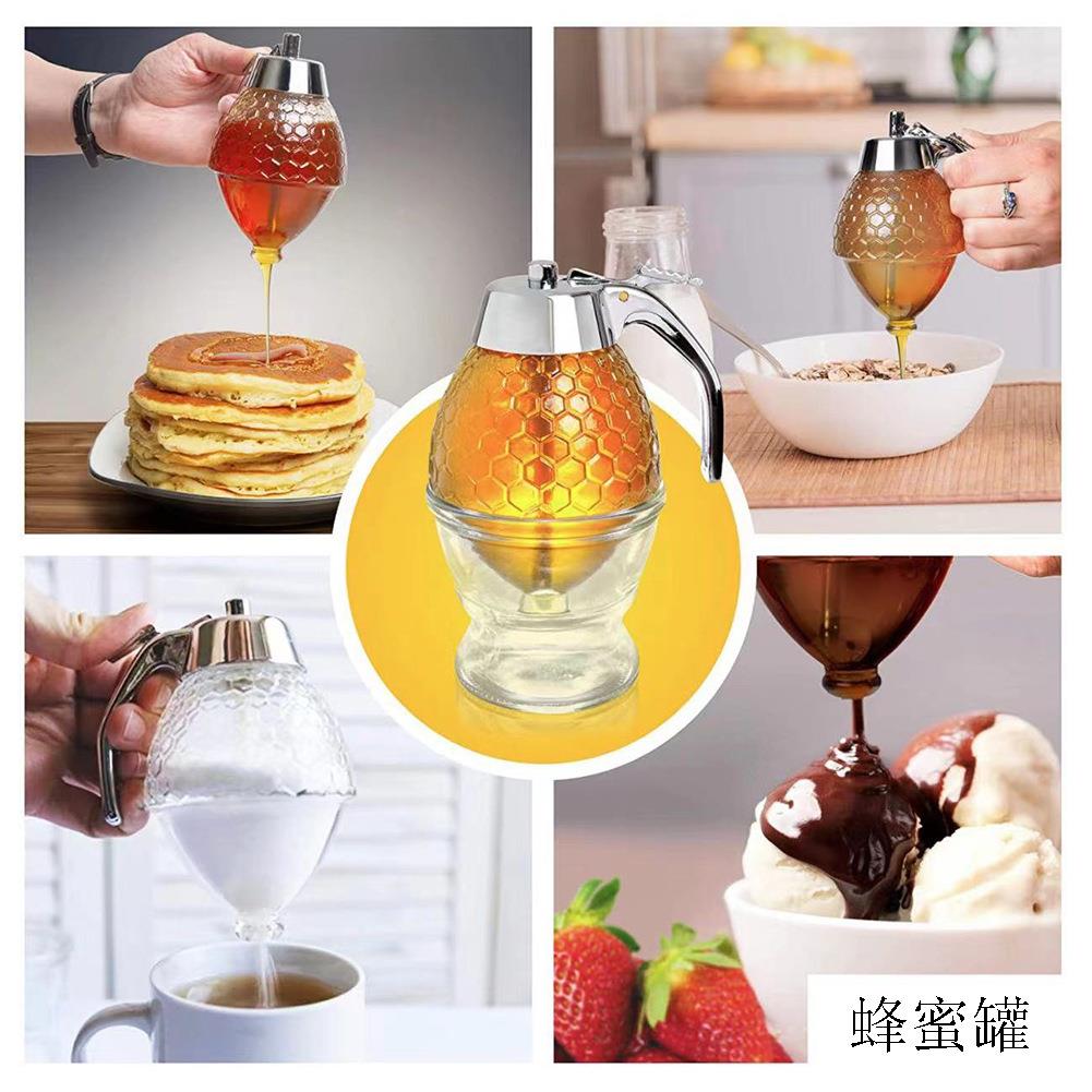 日瓶本创意按压斗式蜂蜜罐挤酱塑料密封漏式罐子/糖浆壶洒带底罐
