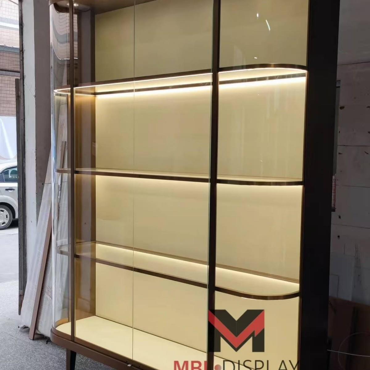 不璃/锈钢透明玻展示端商陈列品包包靠墙展柜示柜中岛柜
