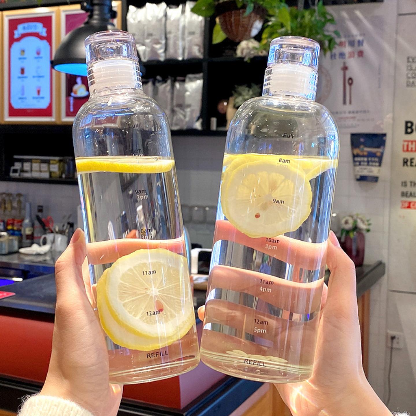 包邮高硼硅时间刻度杯简约玻璃杯
