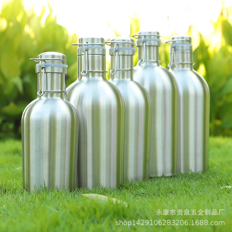 304不锈钢啤酒46z啤酒桶贸白酒o外摇摆盖啤酒壶真832空双层酒壶