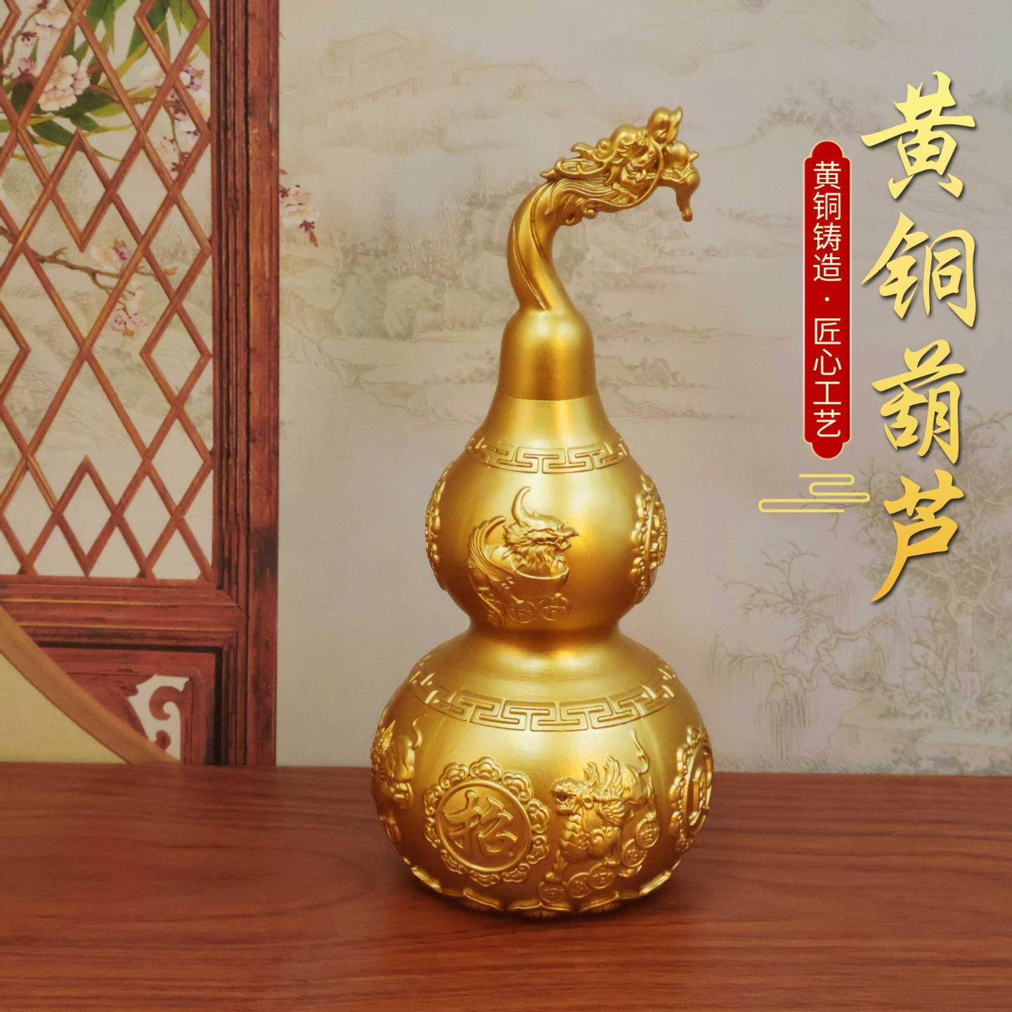 工厂铜龙头貔貅开口铜葫芦摆件