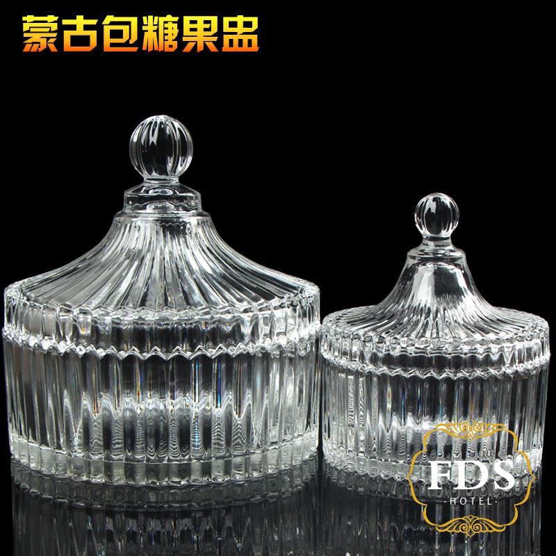 欧式物玻水晶透明大号蒙古包糖盅伴果手009礼首饰璃干果储罐糖缸图片