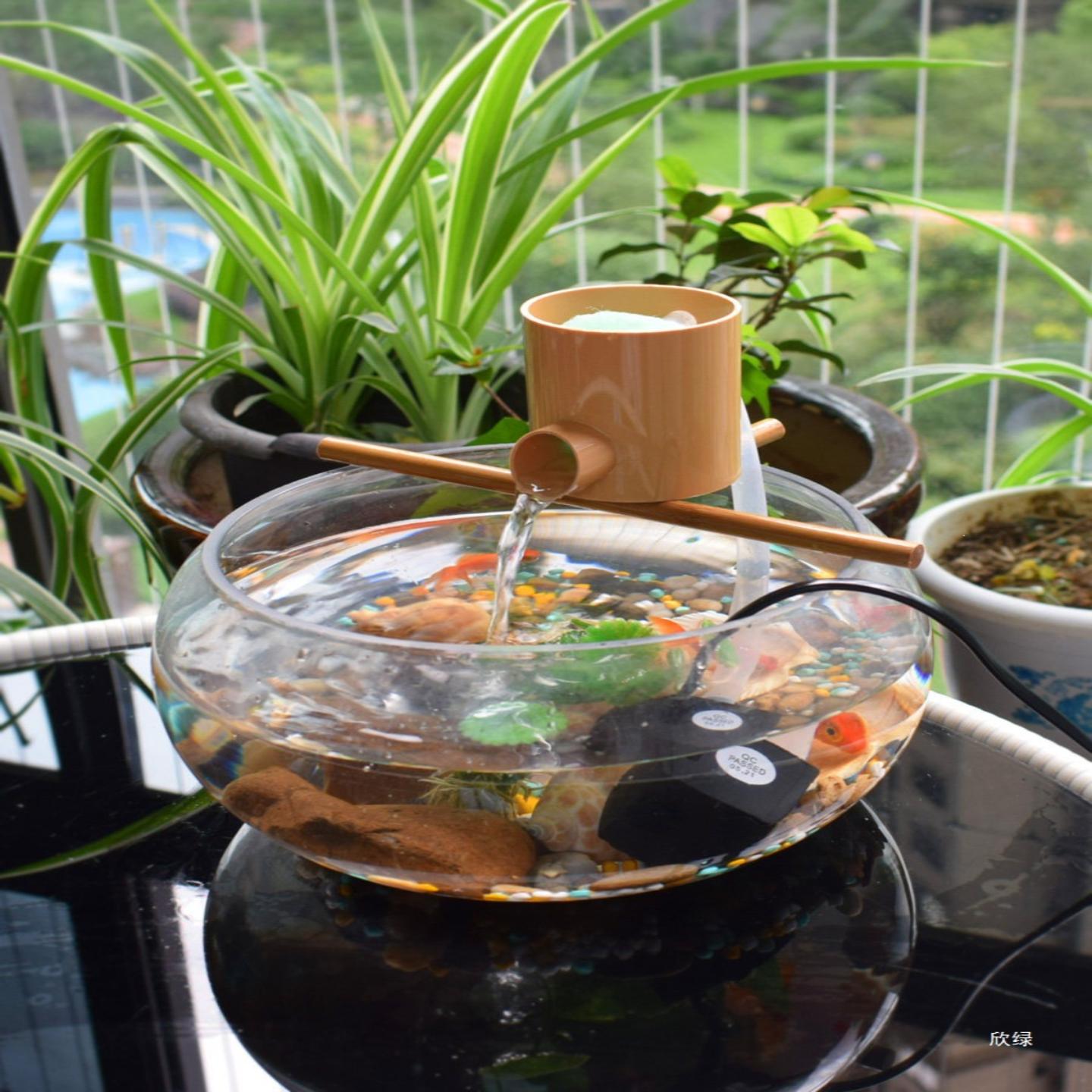圆形玻璃鱼缸壁挂瀑布式过滤器