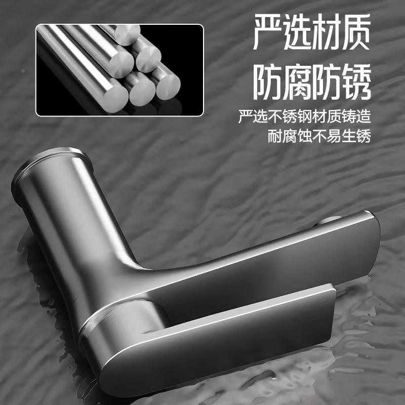 不锈钢龙水头水洗脸盆冷热两用龙头浴室卫间面盆洗手盆枪灰/龙生