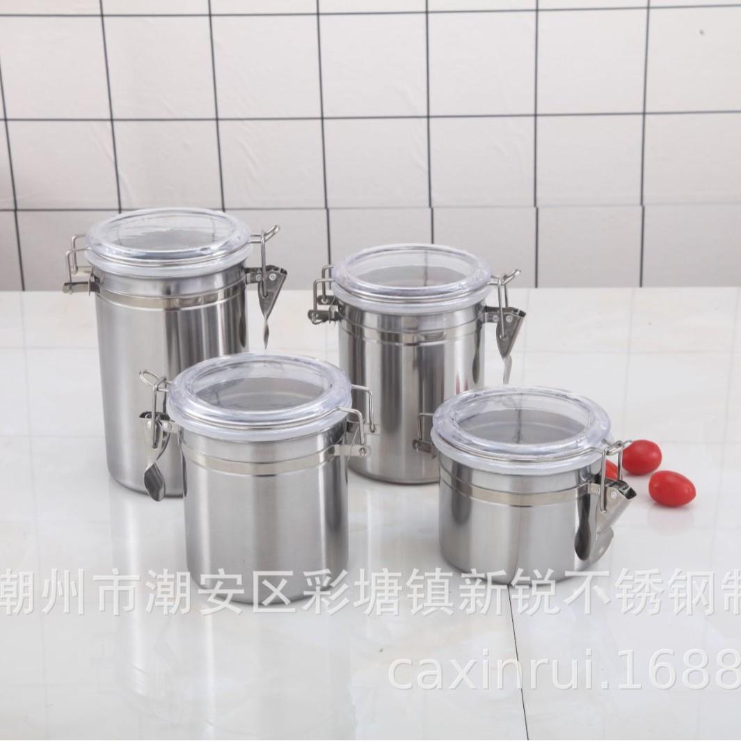 不锈钢3外04密封罐卡扣保鲜盒咖粮叶啡奶粉茶杂/储物盒贸