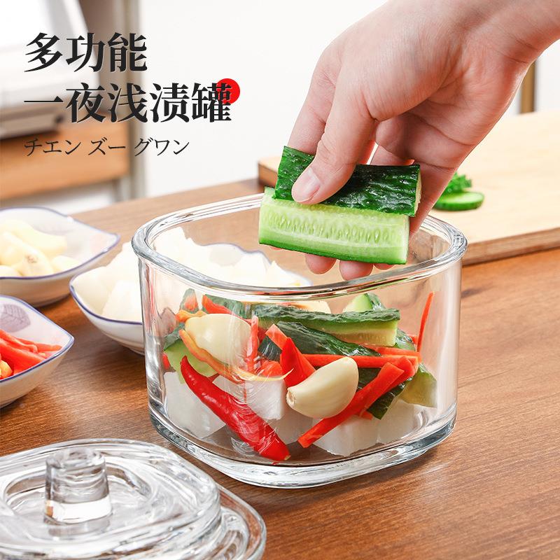 日本厨房泡菜坛子加厚封玻密罐家227-H-34用腌菜缸瓶渍罐浅一夜渍