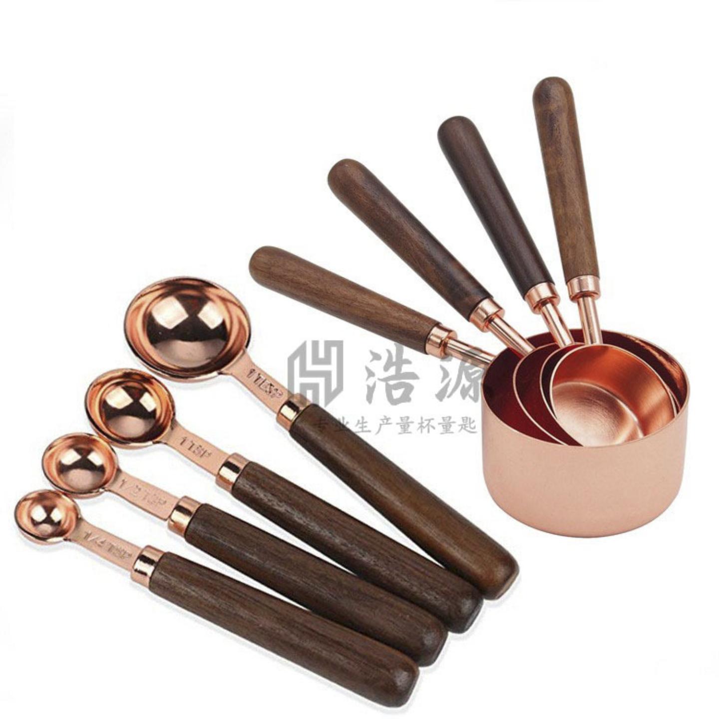 烘焙工具不锈钢镀玫瑰金量杯量匙