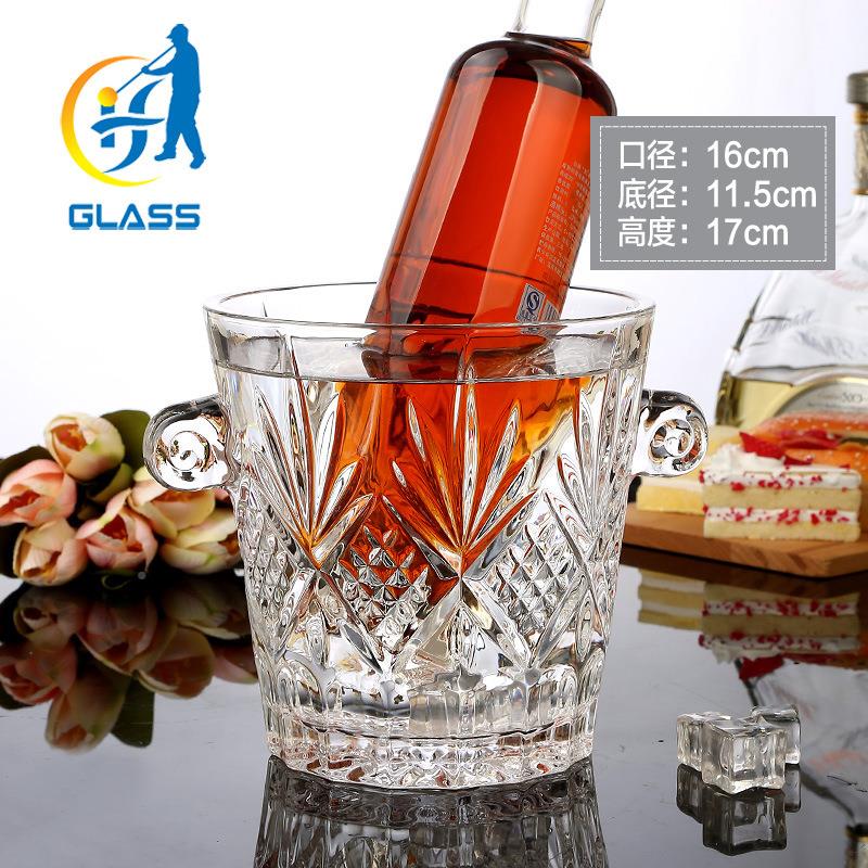 透明玻璃桶圆形冰耳红酒香槟酒冰桶有机玻璃有冰桶供YB150191应家