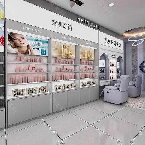厂家直销防尘烤漆彩妆柜 美妆店柜LED陈展列架多/层高化背妆品示
