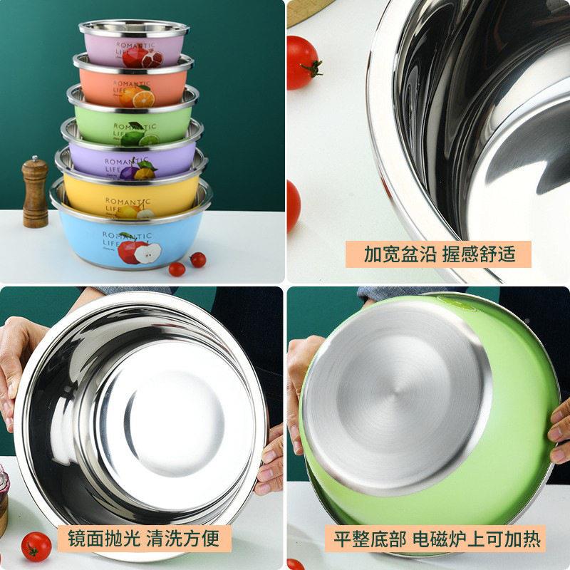 不钢锈缤果盆子彩色烤漆打蛋果1WJ05011盆家水盆和面用调料缸料理