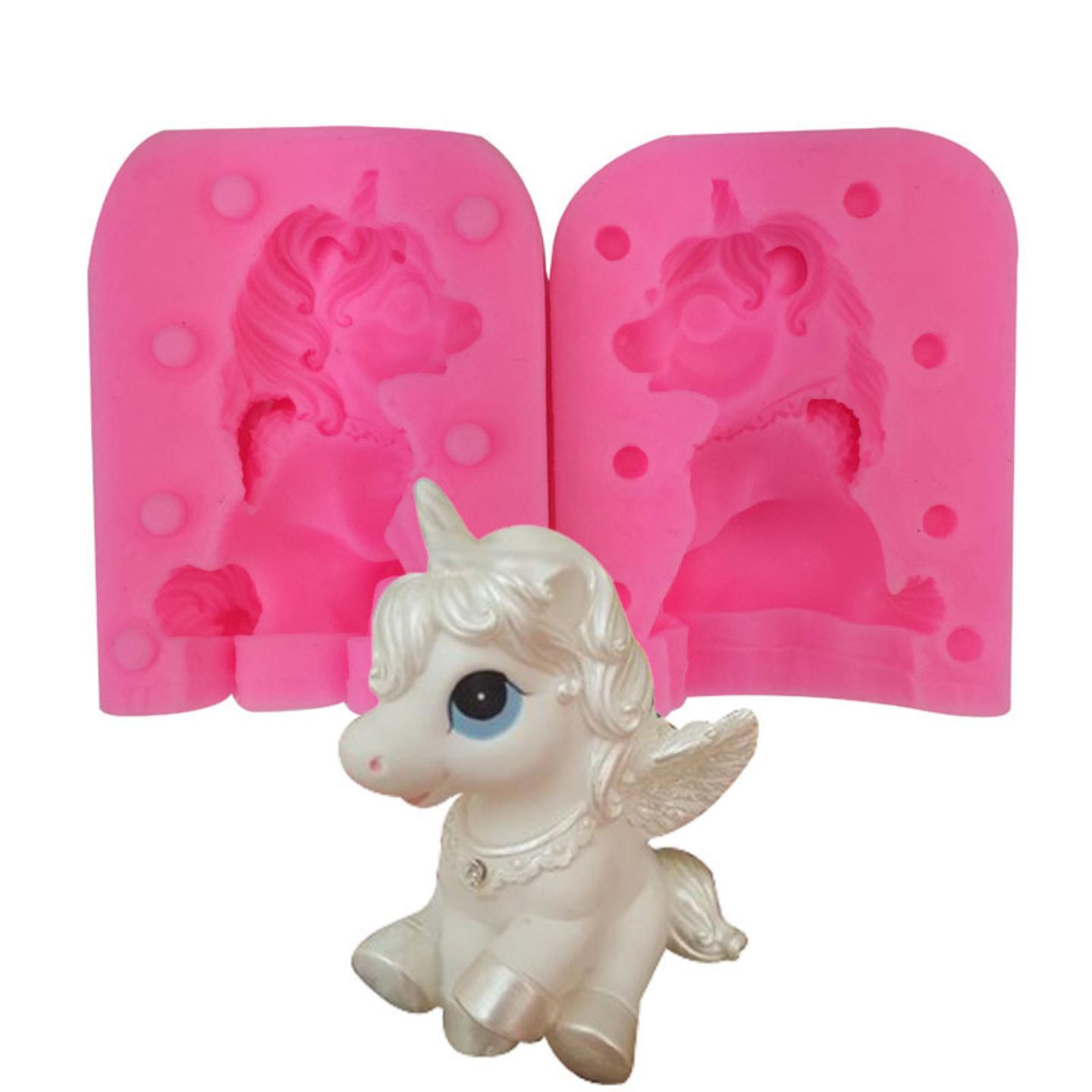 3D立体小马独角兽蜡烛硅胶模具