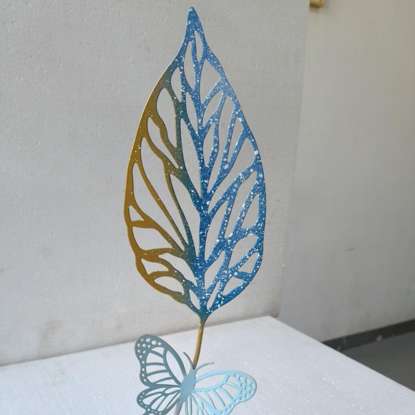 现代轻奢金属花叶摆件家居装饰