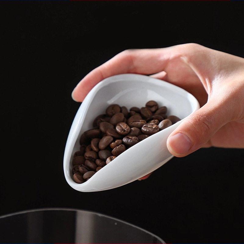 咖啡称豆碟碗分装盘子接豆盘陶瓷秤咖啡豆量杯豆专用量勺茶823盘