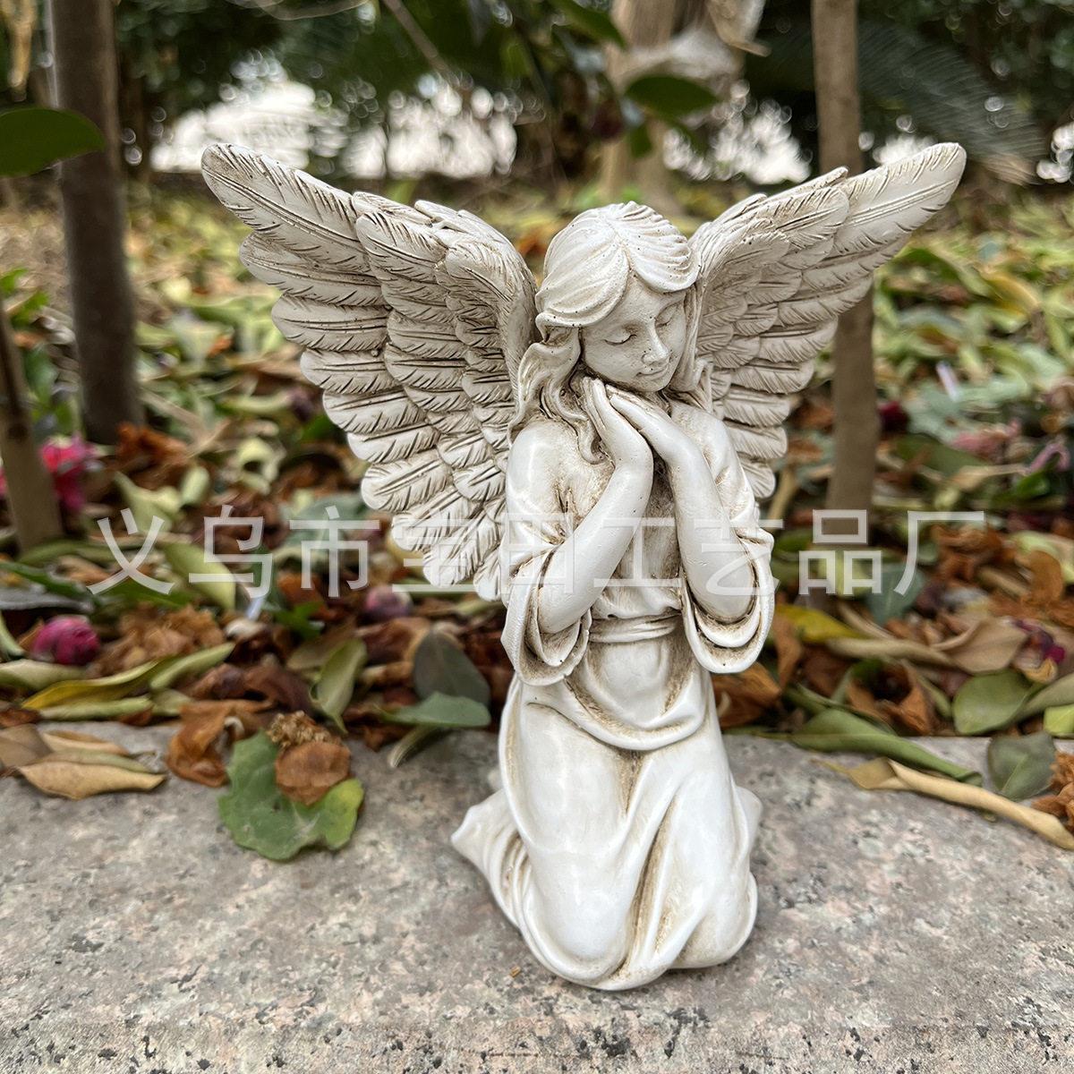 跪地展199件天使人物雕翅像摆 适用庭院花园家饰居装摆件图片