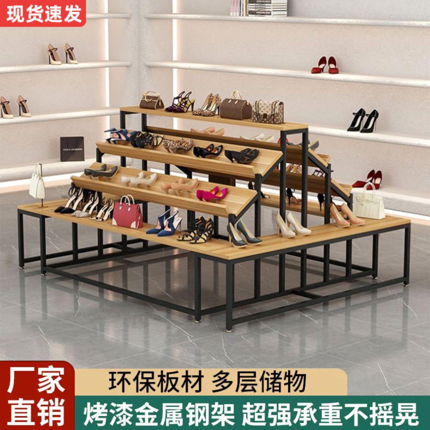中岛展示台流水台童鞋店架子铁艺桌子包包陈列母婴店货架文具双面