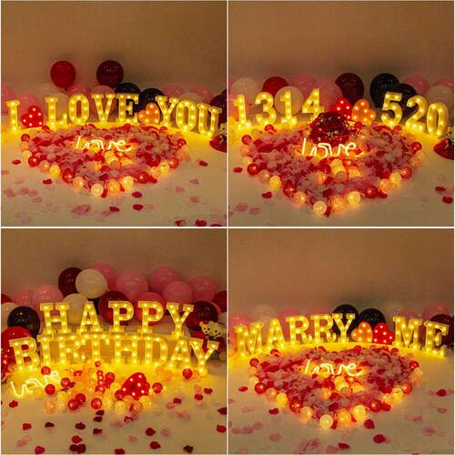 LED生日Y字母创意求婚表白布置道具HNTWAP BIRTHDAYP后备箱装灯饰