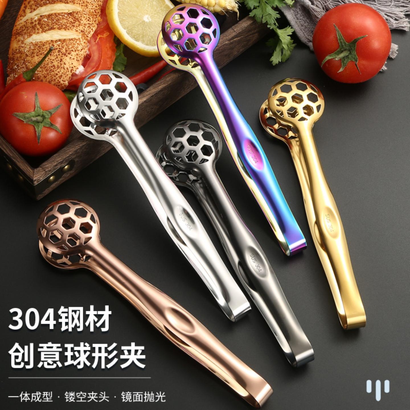 新款304不锈钢食物夹牛排夹面包