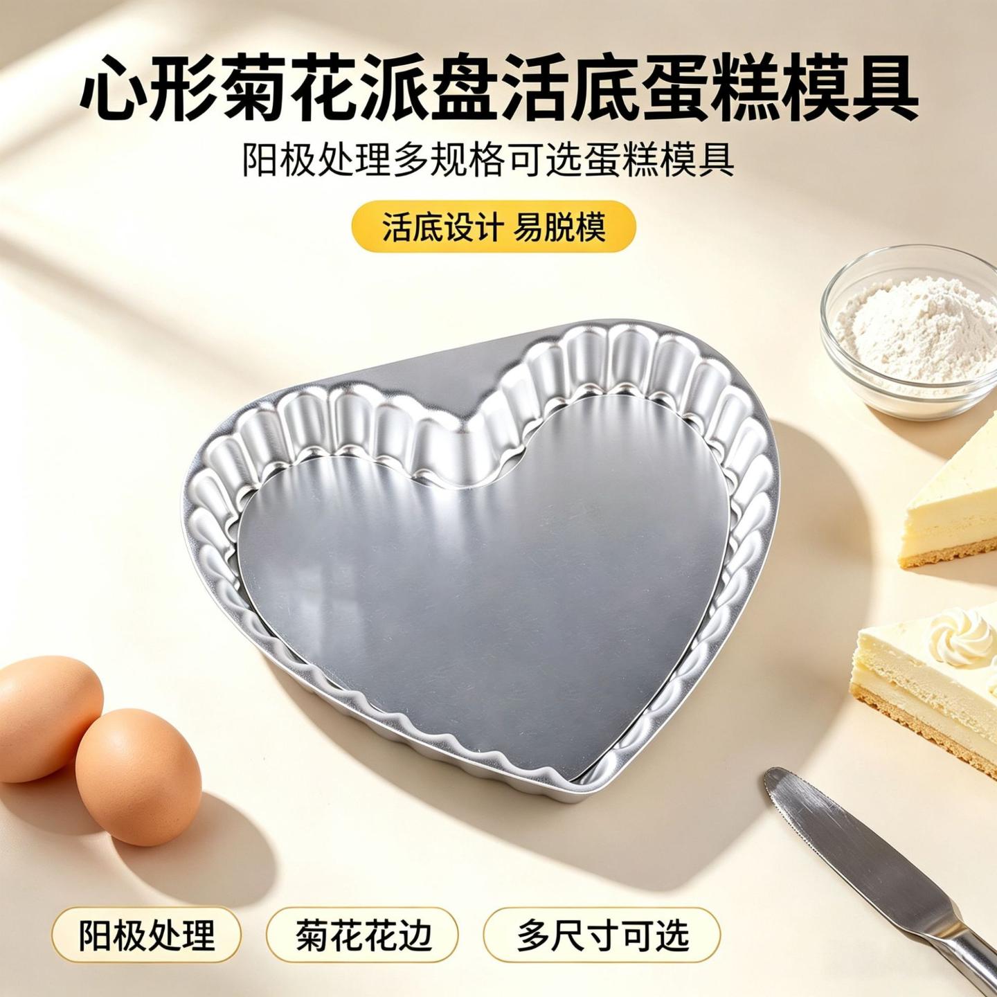 心形菊花派盘活底蛋糕模具活动