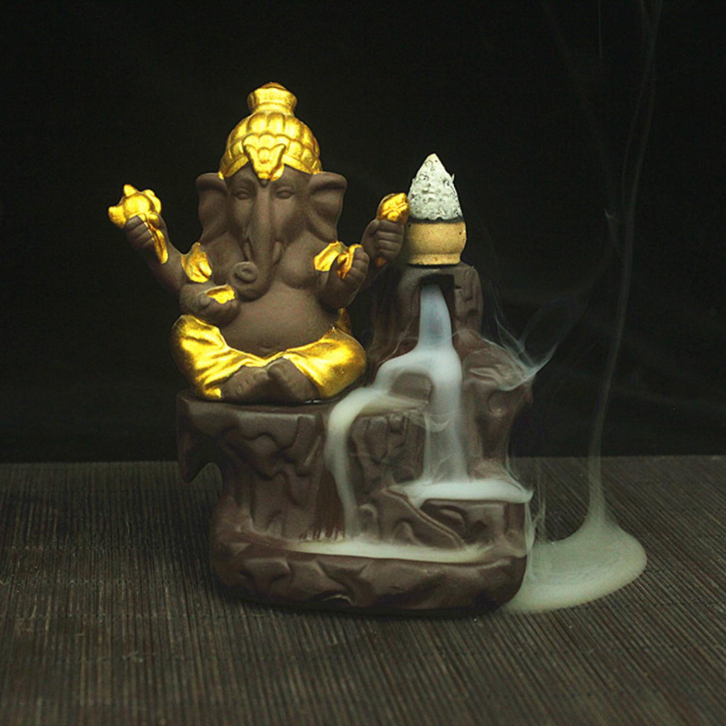 象神摆件象头神倒流香炉紫砂