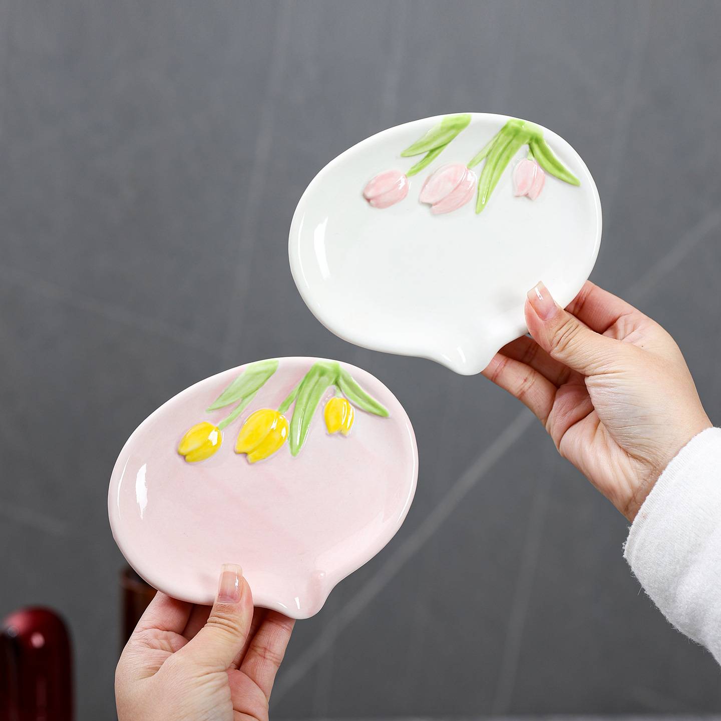 陶瓷花朵肥皂盒免打孔香皂盒ins