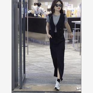 潮流修身 2025年夏季 时尚 网红爆款 马甲半身裙小众两件套女 简约套装