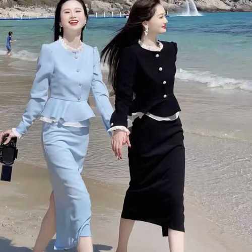 2024年新款长裙包臀韩系花边衬衫