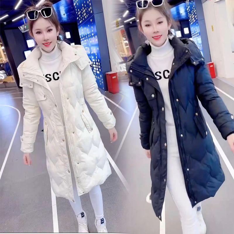 网红爆款时尚羽绒棉服女2025冬季新款韩系女神范休闲连帽长款棉服