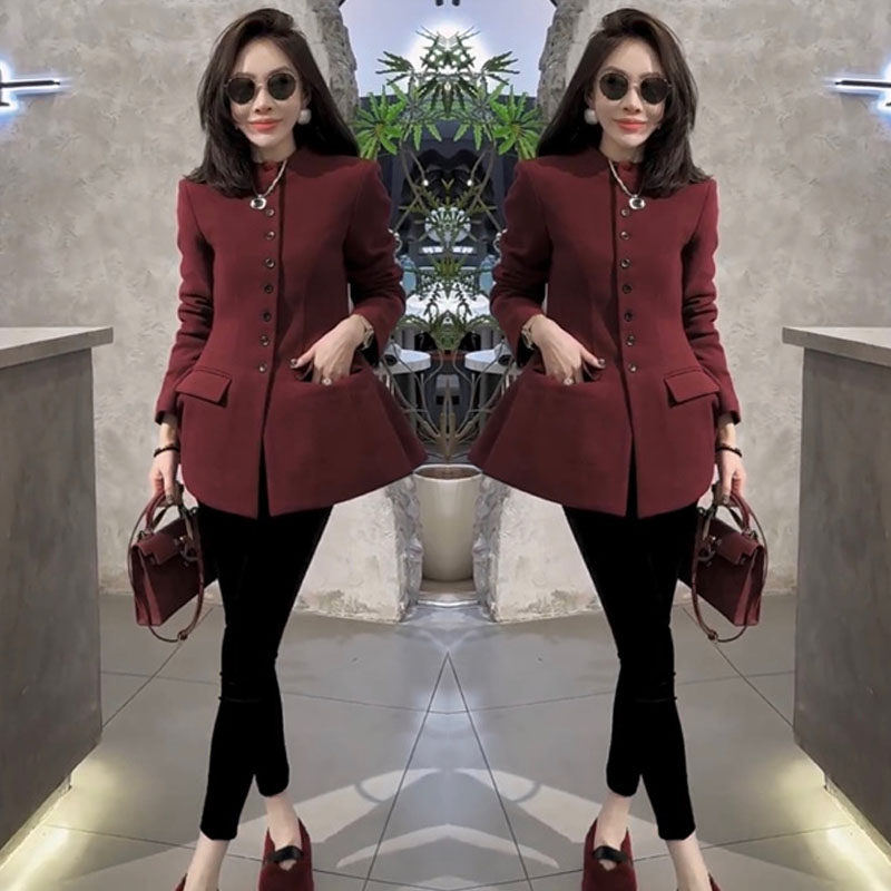 欧货高端单排扣气质外套女冬季