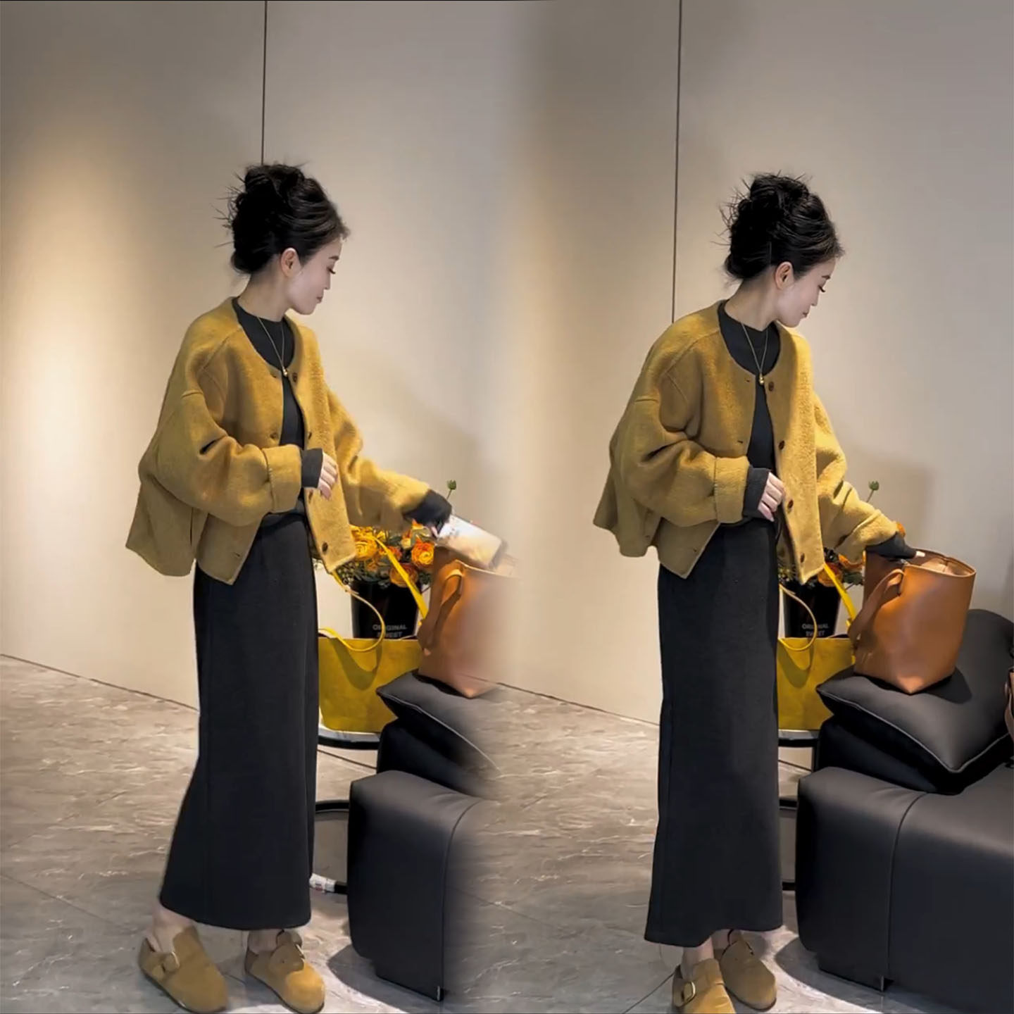 2025秋冬新款长袖外套半身裙两件套女高级感气质显瘦简约网红套装,女装/女士精品,时尚套装,淘宝优惠券,粉丝福利购,淘宝优惠卷