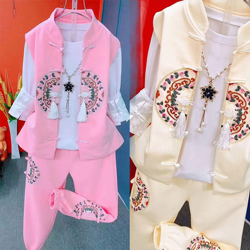 新中式国风套装女装2026新款春款气质名媛高级感盘扣马甲三件套潮