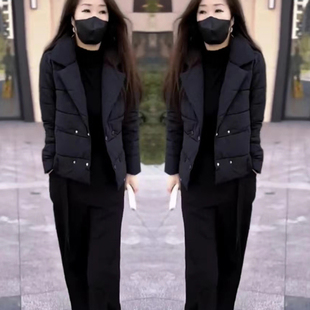 短款 欧货爆款 休闲气质翻领长袖 时尚 加厚保暖棉服外套女 2025冬新款