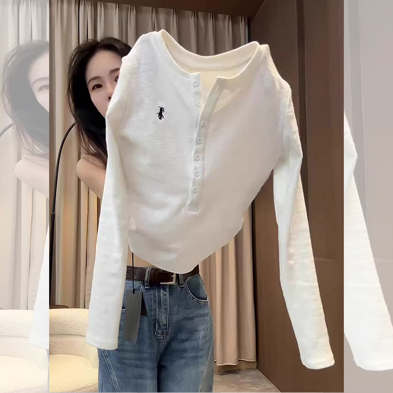 韩系日常百搭休闲白色上衣秋冬
