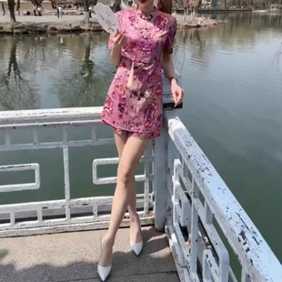 2025夏季新款洋气时尚显瘦国风新中式盘扣上衣短裤显瘦套装女