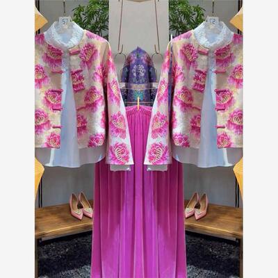 新中式国风提花长袖外套阔腿裤