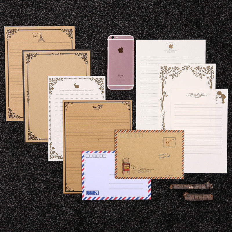 皇冠四叶草七夕情人节浪漫情书怀旧信纸欧式信笺8张感谢信书信a5信件