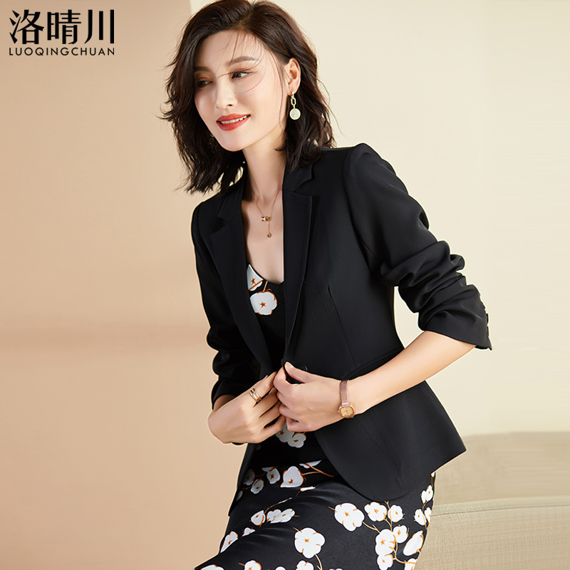 时尚西装外套女2025春秋新款黑色修身显瘦小个子气质休闲百搭西服