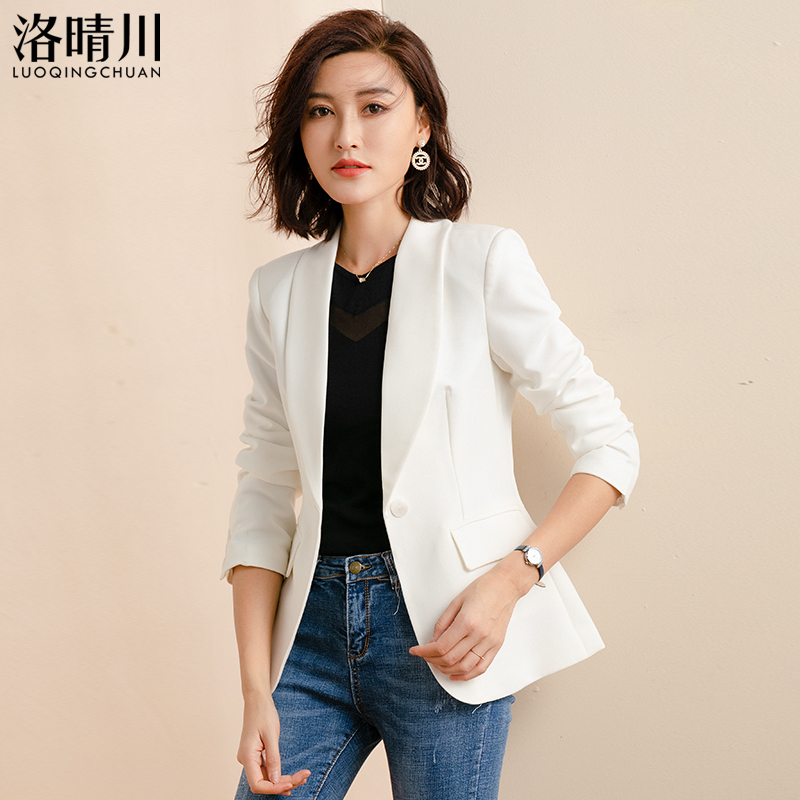白色西装外套女秋季新款薄款简约休闲韩版气质醋酸短款小西服上衣