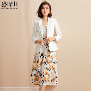 套装 职业西服套裙正式 面试销售工作服高端 女中袖 洛晴川2025新款